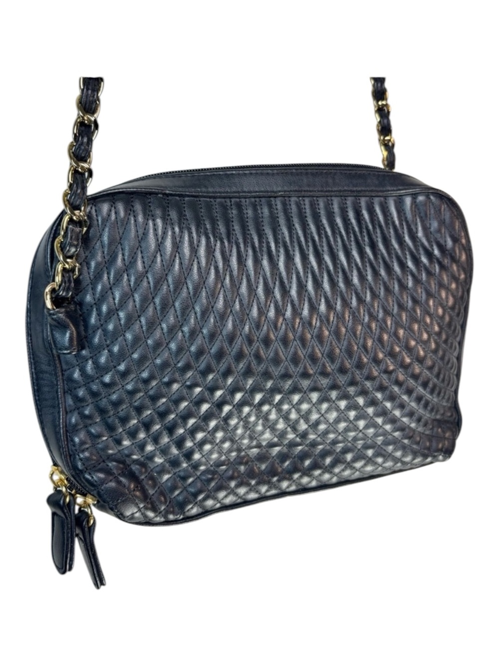 Worthington Black Quilted Crossbody Bag Gold Chain Strap NWOT